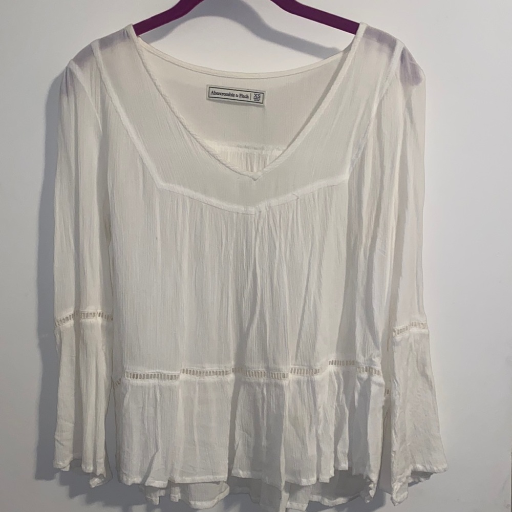 Abercrombie White Long-Sleeve Blouse